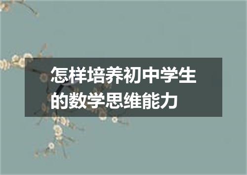 怎样培养初中学生的数学思维能力