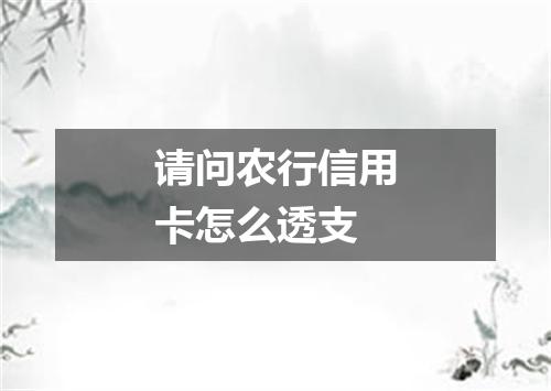 请问农行信用卡怎么透支
