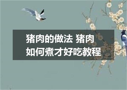 猪肉的做法 猪肉如何煮才好吃教程