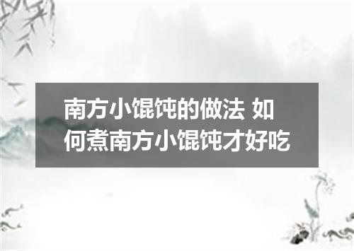 南方小馄饨的做法 如何煮南方小馄饨才好吃