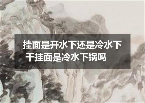 挂面是开水下还是冷水下 干挂面是冷水下锅吗