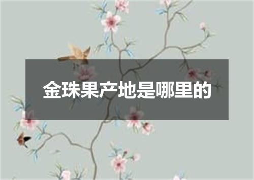金珠果产地是哪里的