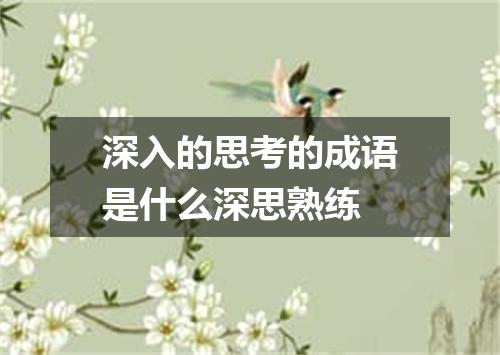 深入的思考的成语是什么深思熟练