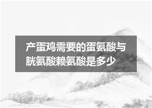 产蛋鸡需要的蛋氨酸与胱氨酸赖氨酸是多少