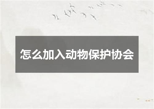 怎么加入动物保护协会