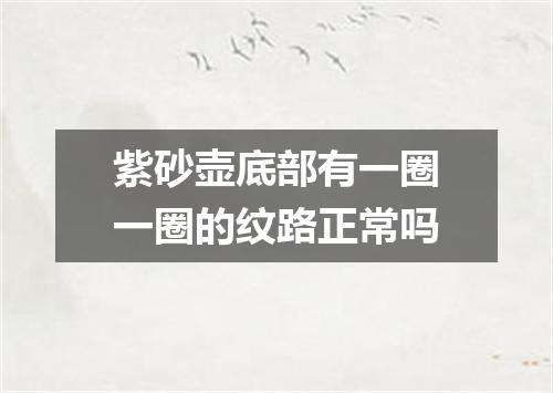 紫砂壶底部有一圈一圈的纹路正常吗