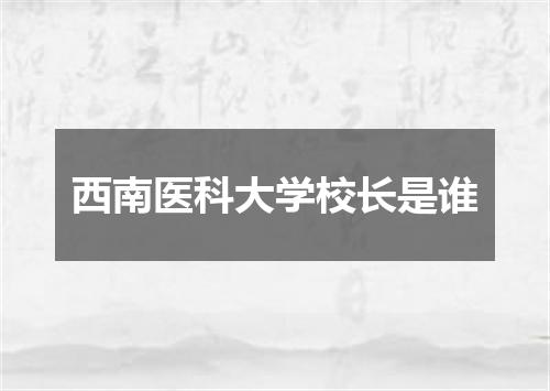 西南医科大学校长是谁