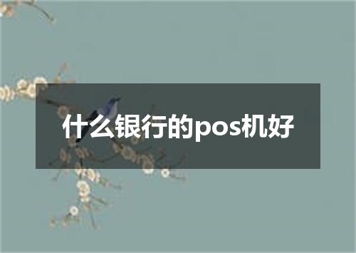 什么银行的pos机好