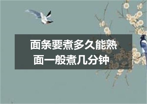 面条要煮多久能熟 面一般煮几分钟