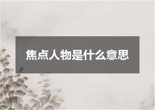 焦点人物是什么意思