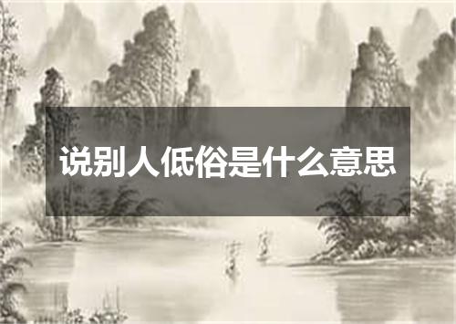说别人低俗是什么意思