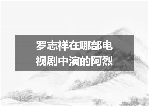 罗志祥在哪部电视剧中演的阿烈