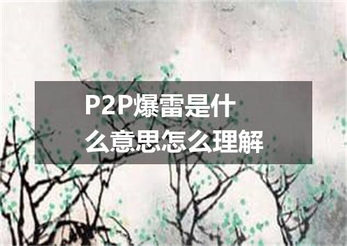 P2P爆雷是什么意思怎么理解