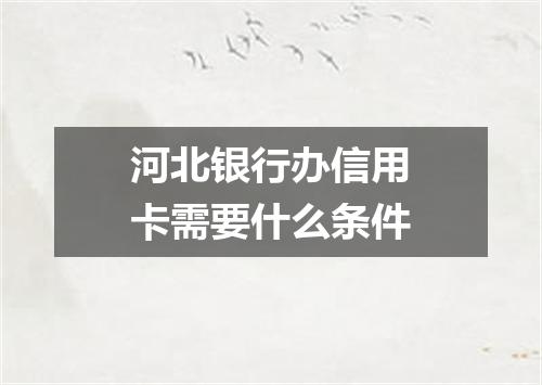 河北银行办信用卡需要什么条件