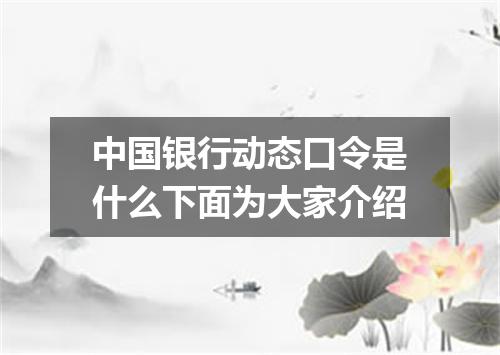 中国银行动态口令是什么下面为大家介绍