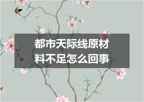 都市天际线原材料不足怎么回事