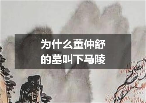 为什么董仲舒的墓叫下马陵