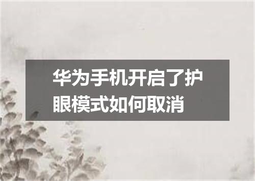 华为手机开启了护眼模式如何取消