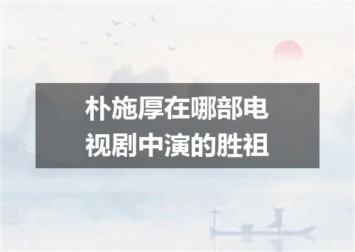 朴施厚在哪部电视剧中演的胜祖
