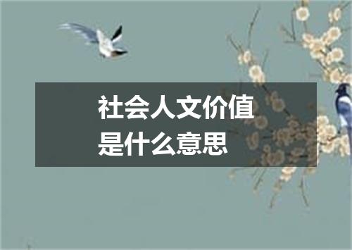 社会人文价值是什么意思