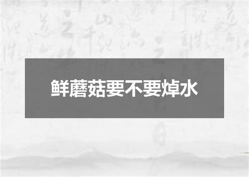 鲜蘑菇要不要焯水