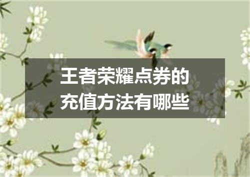 王者荣耀点券的充值方法有哪些