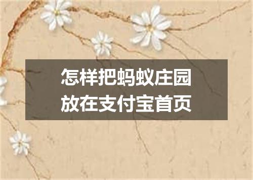 怎样把蚂蚁庄园放在支付宝首页