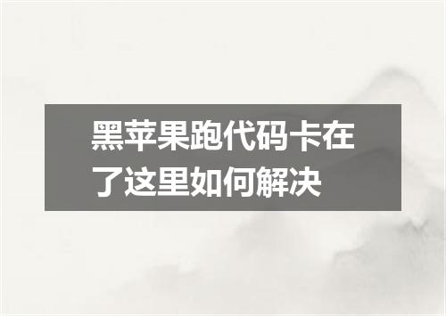 黑苹果跑代码卡在了这里如何解决
