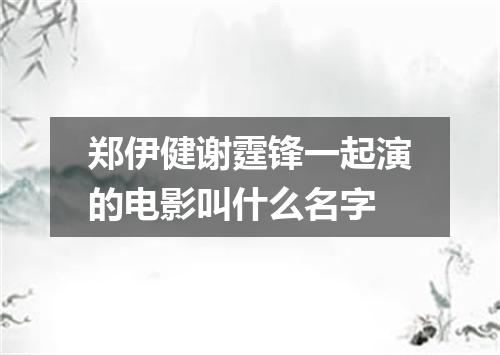 郑伊健谢霆锋一起演的电影叫什么名字