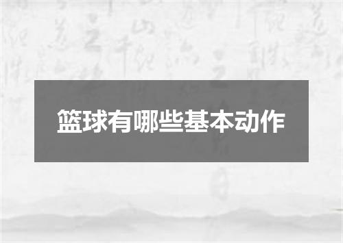 篮球有哪些基本动作