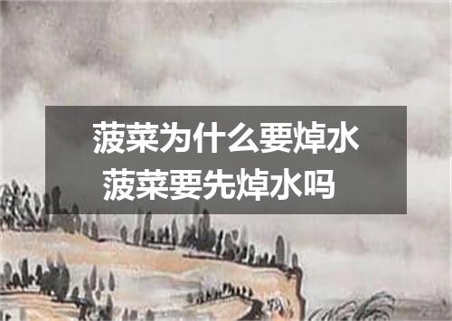 菠菜为什么要焯水 菠菜要先焯水吗