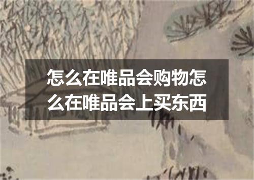 怎么在唯品会购物怎么在唯品会上买东西