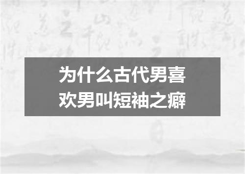 为什么古代男喜欢男叫短袖之癖