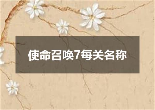 使命召唤7每关名称