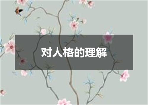 对人格的理解
