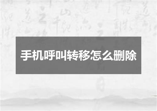 手机呼叫转移怎么删除
