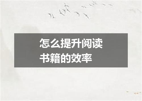 怎么提升阅读书籍的效率