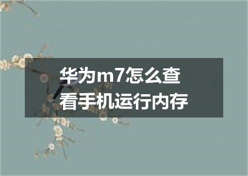 华为m7怎么查看手机运行内存