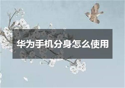 华为手机分身怎么使用