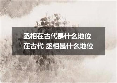 丞相在古代是什么地位 在古代 丞相是什么地位