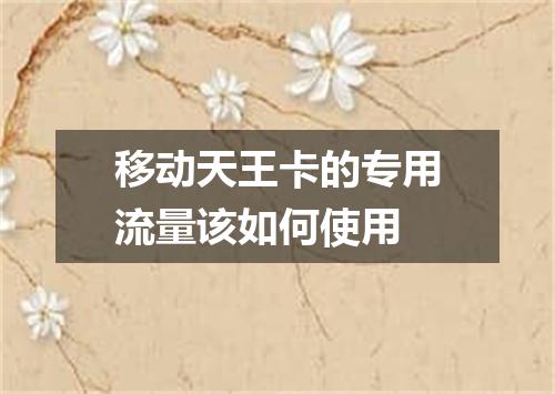 移动天王卡的专用流量该如何使用