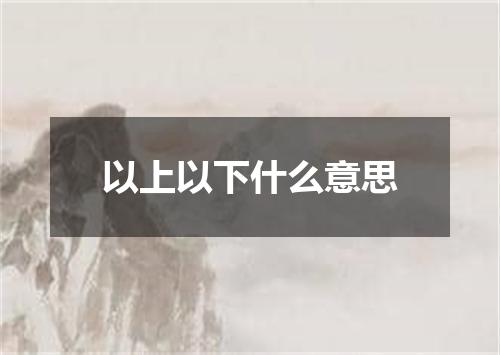 以上以下什么意思