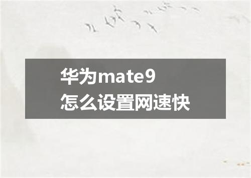 华为mate9怎么设置网速快