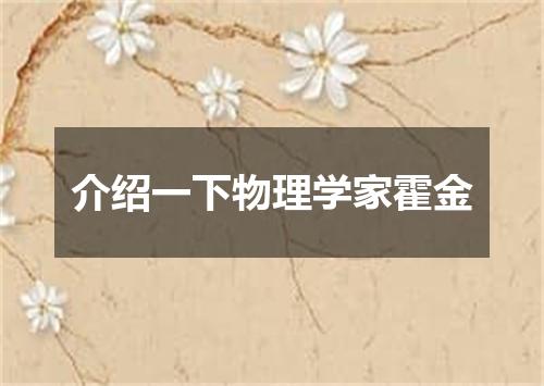 介绍一下物理学家霍金