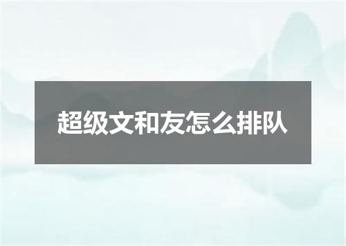 超级文和友怎么排队