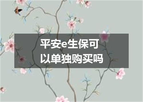 平安e生保可以单独购买吗