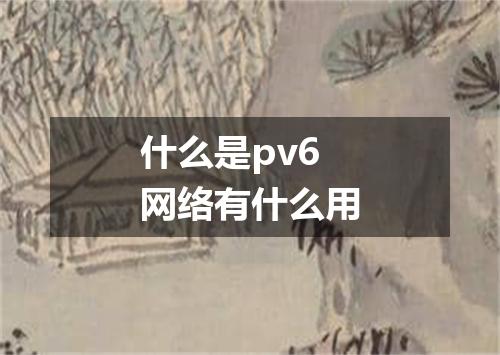 什么是pv6网络有什么用