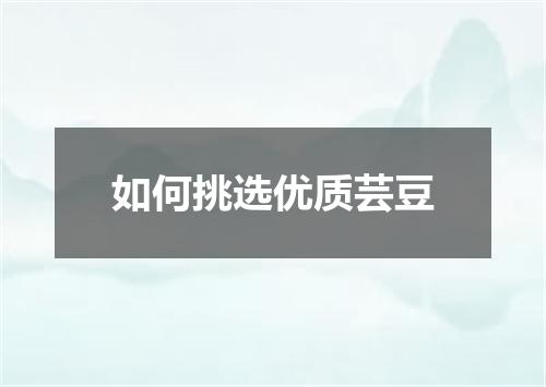 如何挑选优质芸豆