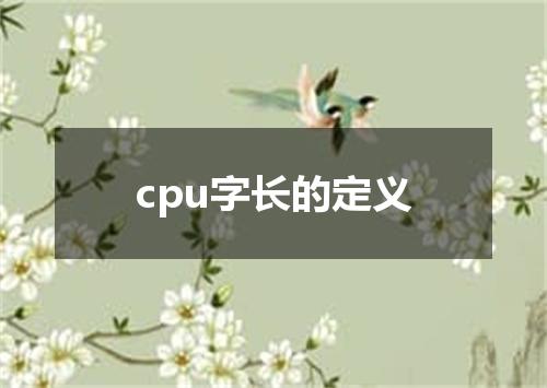 cpu字长的定义