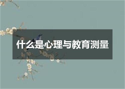 什么是心理与教育测量